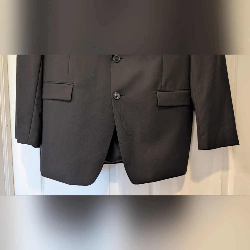Calvin Klein Men's 42L Two Bottom 100% Wool Black Jacket Blazer Suit Coat cthny